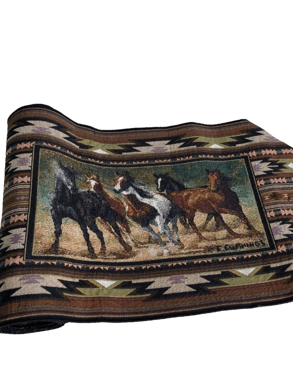 C. Cummings Wild Horses Southwest Tapestry Table Runner by Mohawk Home USA